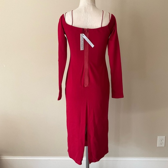 NWT Alice & Olivia Dorinda Red Off The Shoulder Midi Dress - Picture 4 of 16